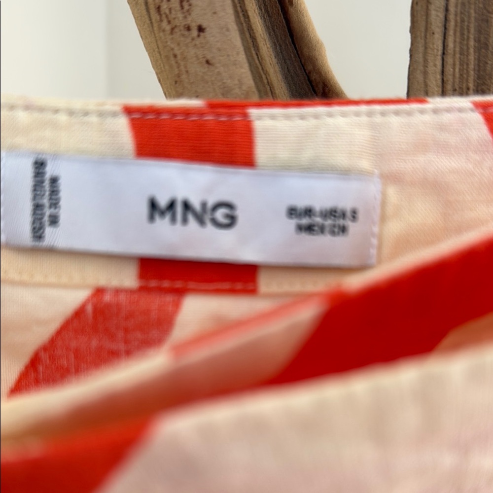 Orange and cream linen Striped Wrap Skirt - Picture 3 of 4